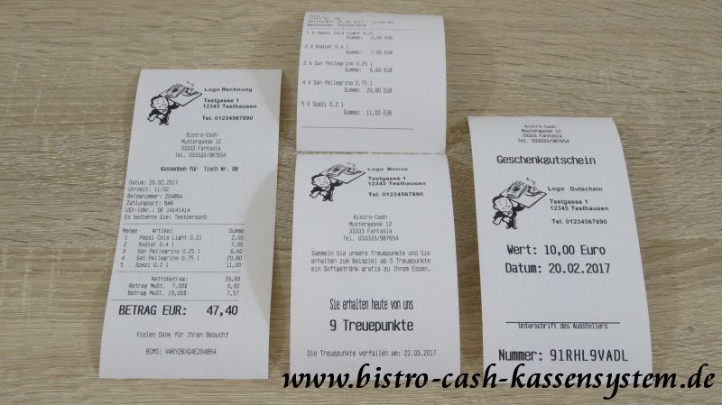Bon Belege vom Citizen CT-S310II mit Bistro-Cash