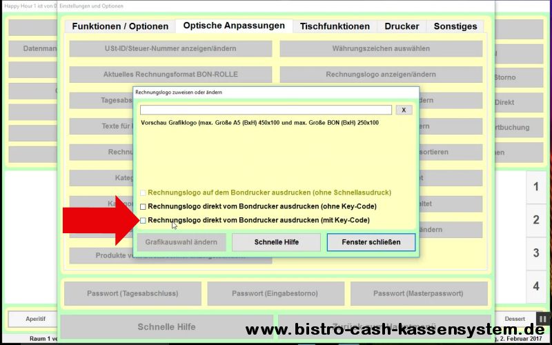 Logos ausdrucken mit Bistro-Cash und dem Bondrucker Epson TM-T20II