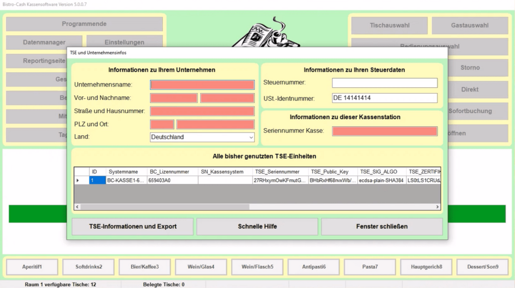 Bistro-Cash Kassensoftware TSE